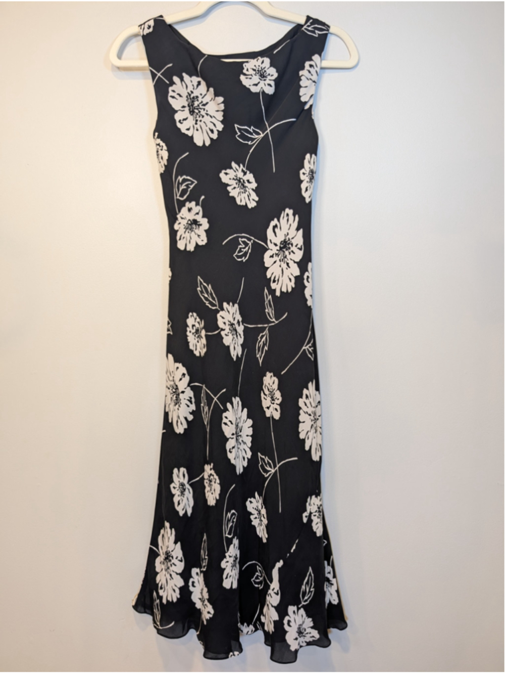 90s Jones New York 100% Silk Whimsygoth Floral Slip Maxi Dress Tag 6 Fits 2/4